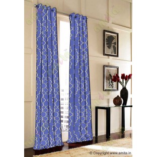 White Royal Blue Football Cover Linen Main Curtain-Designs