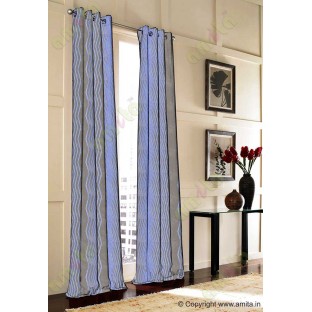Dark Grey Royal Blue Vertical Zigzag Stripes Main Curtain-Designs