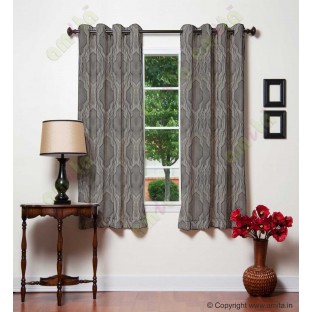 Grey Silver Ogee Design Poly Main Curtain-Designs