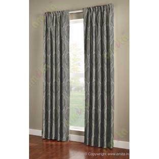 Grey Silver Ogee Design Poly Main Curtain-Designs