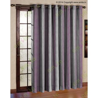 Silver Pink Brown Wide Vertical Stripes Poly Main Curtain-Designs