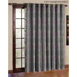 Pink Grey Silver Ogee Design Poly Main Curtain-Designs