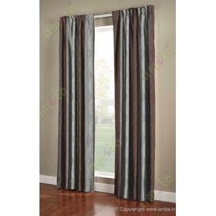 Copper Silver Black Wide Vertical Stripes Poly Main Curtain-Designs
