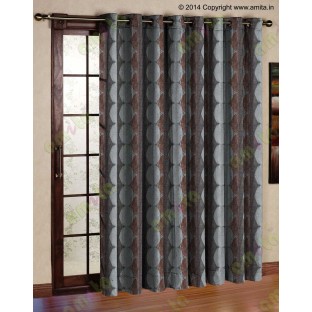 Copper Silver Grey Geometric Design Poly Main Curtain-Designs