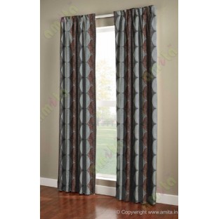 Copper Silver Grey Geometric Design Poly Main Curtain-Designs