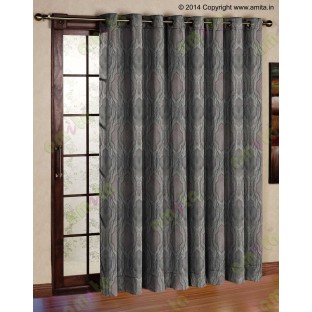 Copper Black Silver Ogee Design Poly Main Curtain-Designs