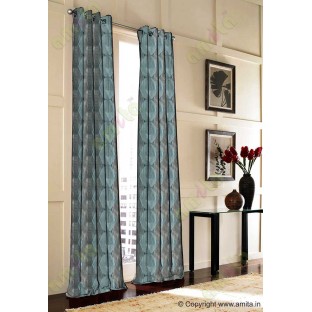 Blue Grey Black Geometric Design Poly Main Curtain-Designs
