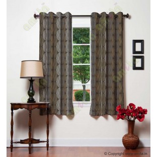 Brown Silver Geometric Design Poly Main Curtain-Designs