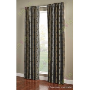 Brown Silver Geometric Design Poly Main Curtain-Designs