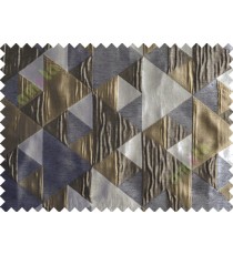 Brown Silver Black Majestic Pyramid Design Poly Main Curtain-Designs
