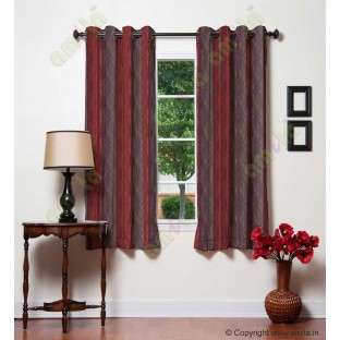 Maroon Silver Black Wide Vertical Stripes Poly Main Curtain-Designs