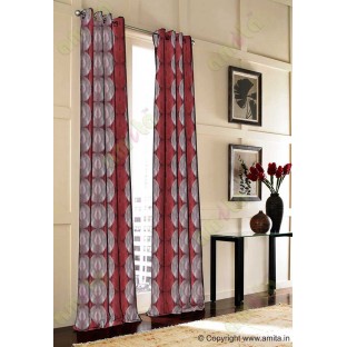 Maroon Silver Geometric Design Poly Main Curtain-Designs