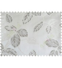 Beige grey colour natural floral leaf design poly main curtain designs