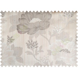 Brown grey beige colour beautiful natural big flower design poly main curtain designs