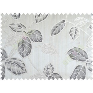 Grey black brown beige colour natural floral leaf design poly main curtain designs