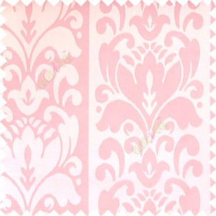 Baby pink white cream color traditional designs floral damask texture polyester texture wide vertical stripes background with thin lines main curtain