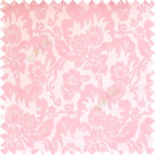 Baby pink white cream color beautiful flower leaves hanging floral designs flower buds elegant look vertical lines polyester background main curtain