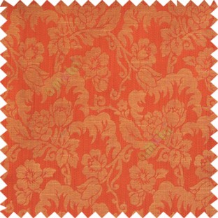 Red orange beige color beautiful flower leaves hanging floral designs flower buds elegant look vertical lines polyester background main curtain