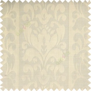 Beige color traditinal designs floral damask texture polyester texture wide vertical stripes background with thin lines main curtain