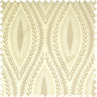 Beige cream color traditional reverse dots pattern floral leaves border crossing straight lines polyester texture base fabric main curtain