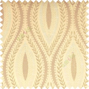 Beige cream light brown color traditional reverse dots pattern floral leaves border crossing straight lines polyester texture base fabric main curtain