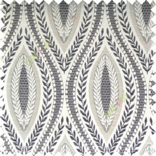 Black cream color traditional reverse dots pattern floral leaves border crossing straight lines polyester texture base fabric main curtain