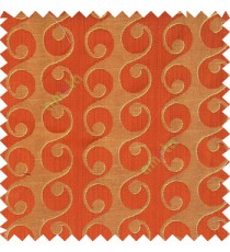 Orange red beige color geometric semi continues hanging designs traditional pattern vertical texture lines polyester base fabric main curtain