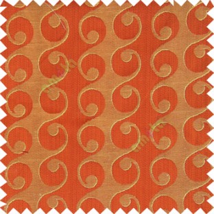 Orange red beige color geometric semi continues hanging designs traditional pattern vertical texture lines polyester base fabric main curtain