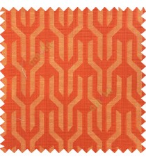 Orange red beige color geometric designs funnel shape vertical continuous pattern with thin lines polyester base fabric main curtain