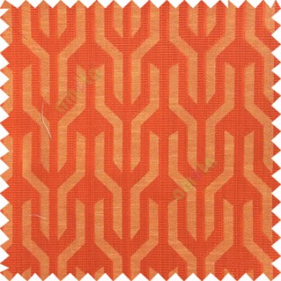 Orange red beige color geometric designs funnel shape vertical continuous pattern with thin lines polyester base fabric main curtain