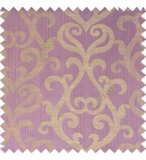 Purple beige cream color traditional big simple damask patterns vertical thin stripes texture base fabric polyester main curtain