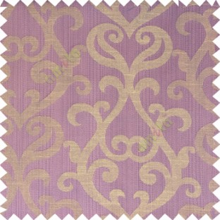 Purple beige cream color traditional big simple damask patterns vertical thin stripes texture base fabric polyester main curtain