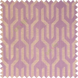 Purple beige cream color geometric designs funnel shape vertical continuous pattern with thin lines polyester base fabric main curtain