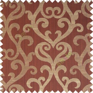 Dark chocolate brown beige color traditional big simple damask patterns vertical thin stripes texture base fabric polyester main curtain
