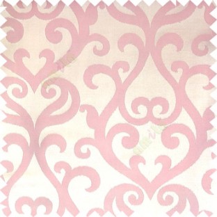 Baby pink cream color traditional big simple damask patterns vertical thin stripes texture base fabric polyester main curtain