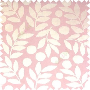 Baby pink cream color beautiful floral twigs circles texture leaves pattern vertical stripes horizontal lines main curtain