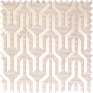 Baby pink cream color geometric designs funnel shape vertical continuous pattern with thin lines polyester base fabric main curtain