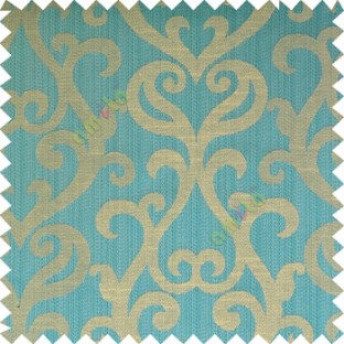 Blue grey beige color traditional big simple damask patterns vertical thin stripes texture base fabric polyester main curtain