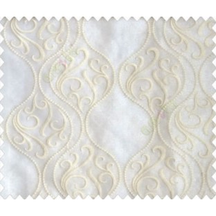 Cream On Cream Base Rich Damask On Waves Design Continuous