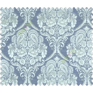 Traditional Ivory Large Continuous Damask With Ornaments In Royal