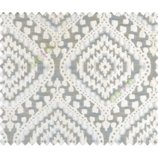 Geometric Ikat Design Large Rounded Squares On Tribal Print Blue