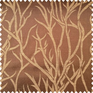 Chocolate Brown Gold Color Natural Designs Texture Finished Surface Sea Plants Flowing Pattern Polyester Main Curtain Chocolate Brown Gold Color Natural, Chocolate Brown And Gold Curtains
