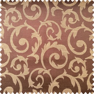 Chocolate Brown Gold Color Traditional Design Texture Finished Surface Shiny Swirls Pattern Polyester Main Curtain Chocolate Brown Gold Color Traditional, Chocolate Brown And Gold Curtains