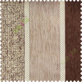 Brown beige gold color bold vertical stripes texture finished chenille soft and rough touch jute weaving embossed soft lines poly sofa fabric