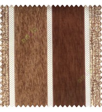 Brown gold beige color bold vertical stripes texture finished chenille soft and rough touch jute weaving embossed soft lines poly sofa fabric