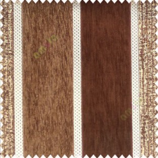 Brown gold beige color bold vertical stripes texture finished chenille soft and rough touch jute weaving embossed soft lines poly sofa fabric