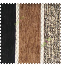 Black gold brown color bold vertical stripes texture finished chenille soft and rough touch jute weaving embossed soft lines poly sofa fabric