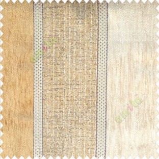 Beige gold color bold vertical stripes texture finished chenille soft and rough touch jute weaving embossed soft lines poly sofa fabric