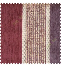 Purple maroon gold color bold vertical stripes texture finished chenille soft and rough touch jute weaving embossed soft lines poly sofa fabric