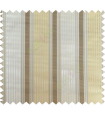 Brown yellow beige color vertical emb texture stripes poly main curtains design - 104420